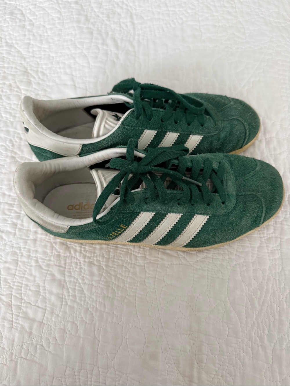 adidas Green Suede Sneakers with White Stripes